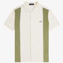 Fred Perry Retro Towelling Panel Polo Shirt in Light Ecru M7807 760 Flat Shot