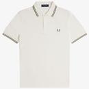 Fred Perry Twin Tipped Polo Shirt in Light Ecru and Olive Mint M3600 Y54 Front Photo