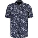 guide london mens daisy print short sleeve oxford shirt navy