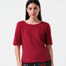 Louche Laureen Eyelash Rib Short Sleeve Jumper in Red