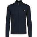 lyle and scott mens retro funnel neck full zip knitted jumper dark navy