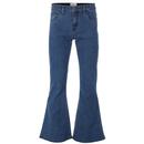 Madcap England Rock Retro 70s Blue Stitch Stonewash Bellbottom Flares MC249