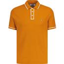 original penguin mens archive earl tipped mesh texture polo tshirt sudan brown