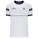Sergio Tacchini Orion Davis Retro Ringer T-shirt in White and Blue Front Photo